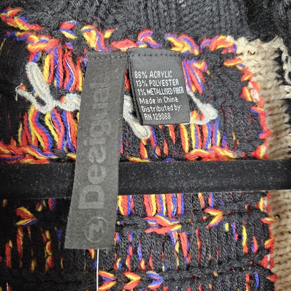 Desigual NWT Colorful Artsy Fairisle Knit Selena Fringe Cardigan - Picture 5 of 7
